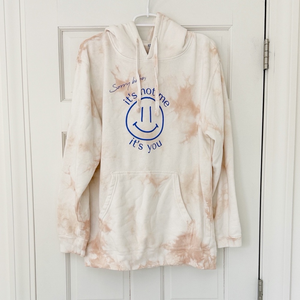 ITC hoodie size L white pink sweatshirt cotton blend